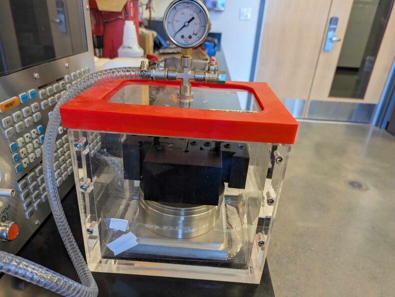 A pressure chamber used in Kelly’s research. A pressure chamber used in Kelly’s research.