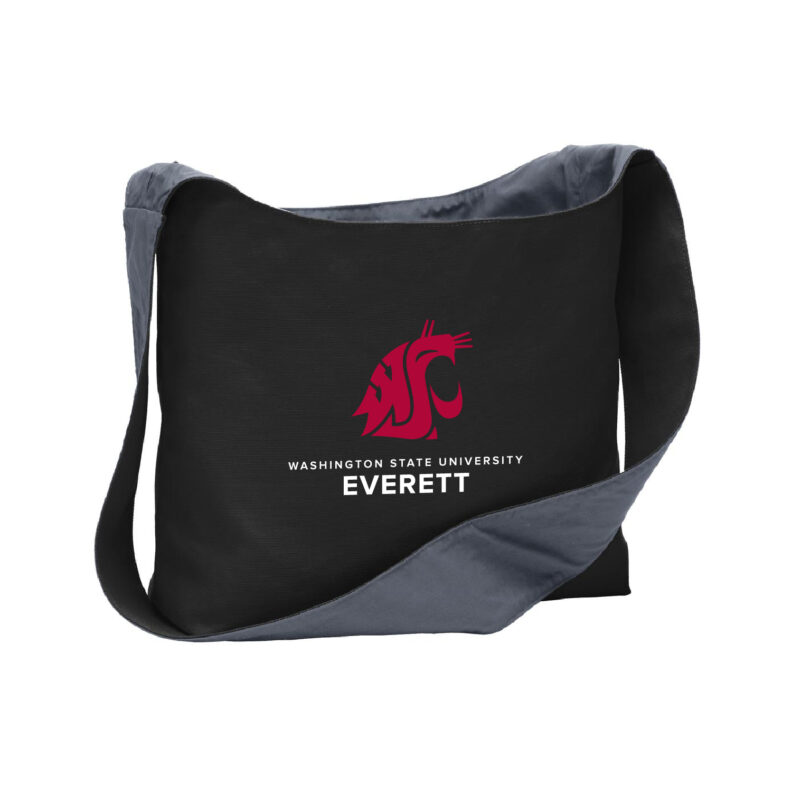 Grey shoulder bag with WSU Everett logo