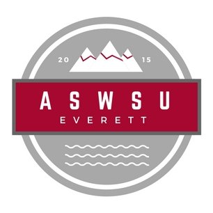 Circular logo with an outline of mountains on top and wavy lines representing water on the bottom, with the text 2015 ASWSU Everett.