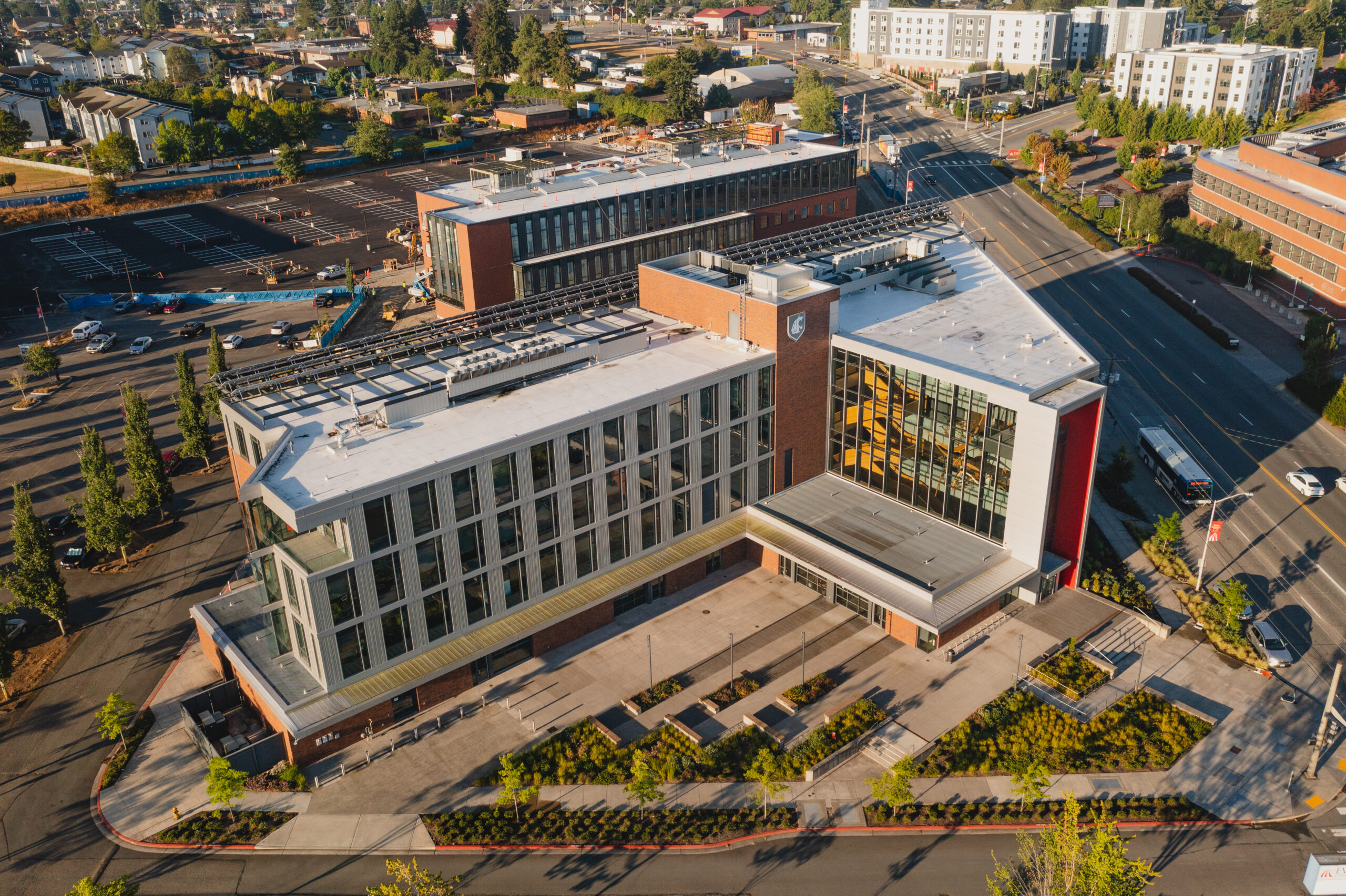 Arial view of WSU Everett campus building