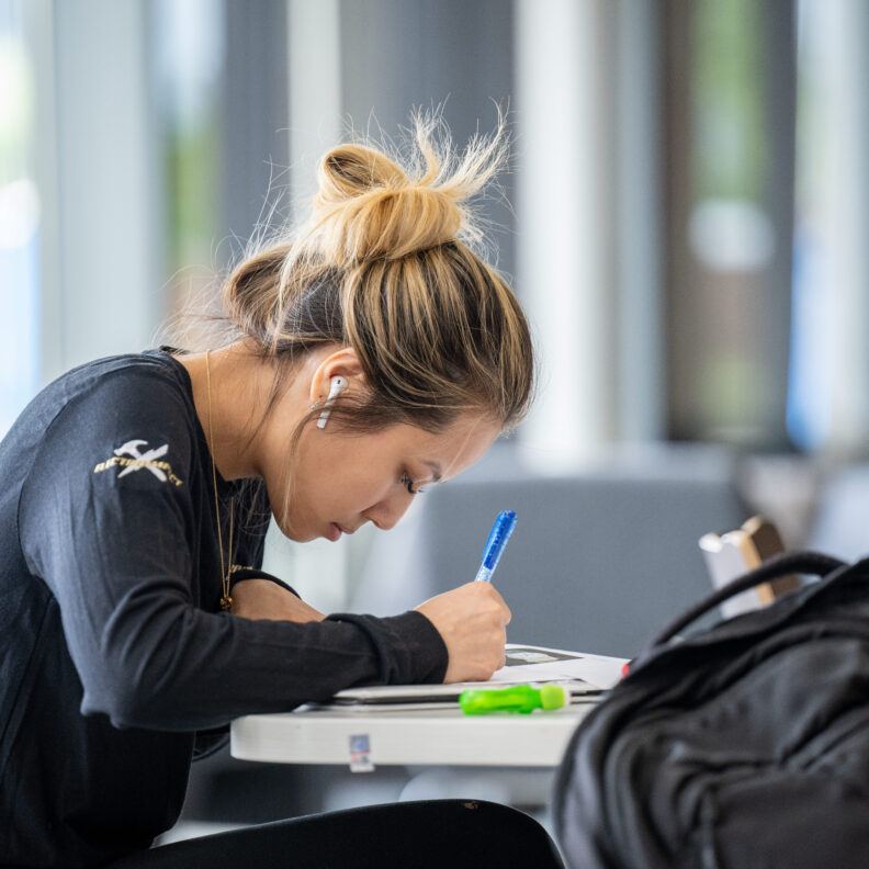 student studying at a desk
