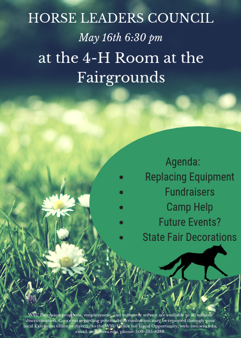 Reminder Horse leaders Council with an abbreviated agenda 