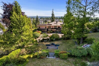 Ariel view of Lamb estate undergoing renovation at 2025 Annual Garden Tour