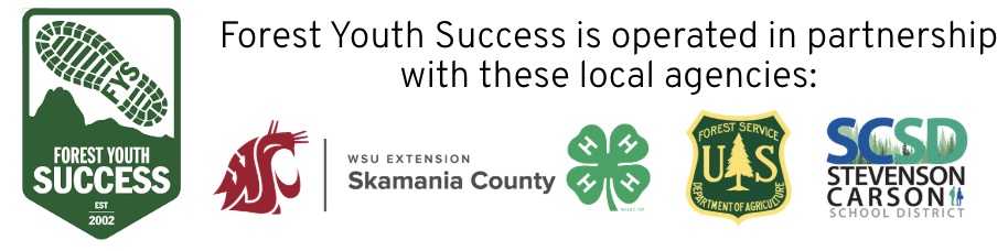 Agency logos for WSU Extension 4-H, the U.S. Forest Service, and the Stevenson Carson School District