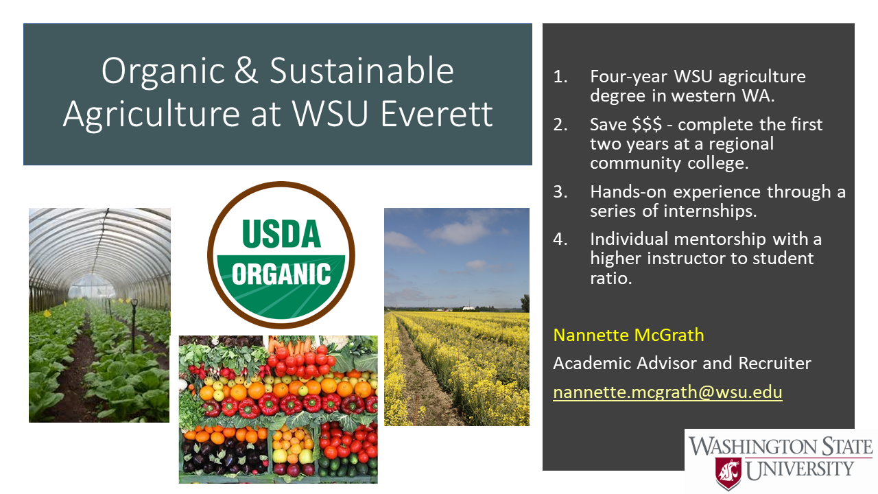 Organic and Sustainable Agriculture at WSU Everett Degree Announcement