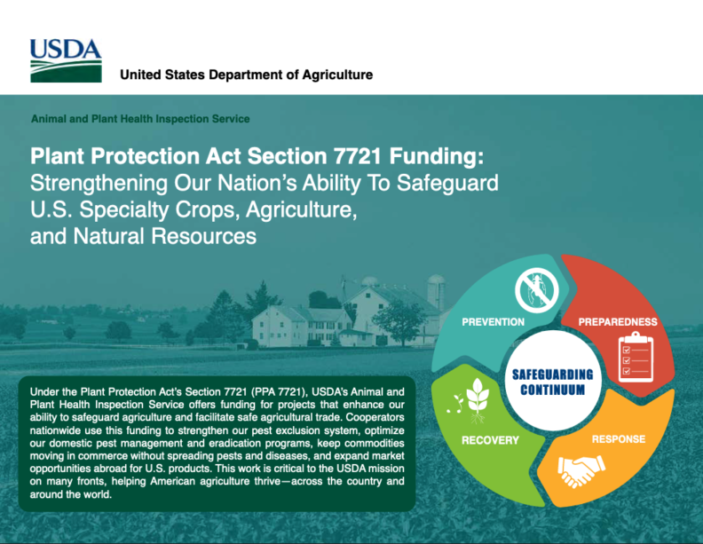 Plant Protection Act Section 7721 Funding Brochure Cover Page

