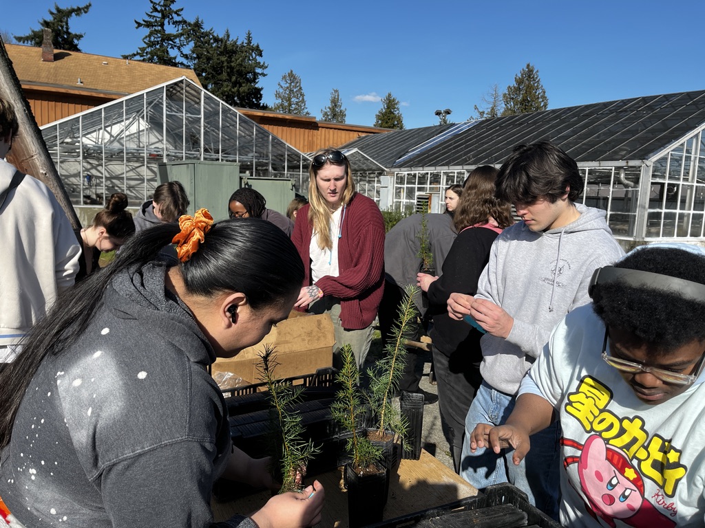 Tree potting with students