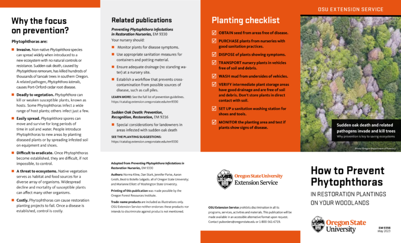 How to Prevent Phytophthoras pamphlet (Front side)