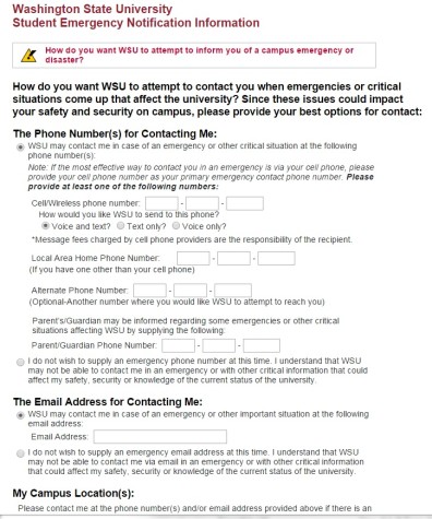 mywsu emergency info form