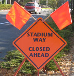 Stadium Way Closed Ahead