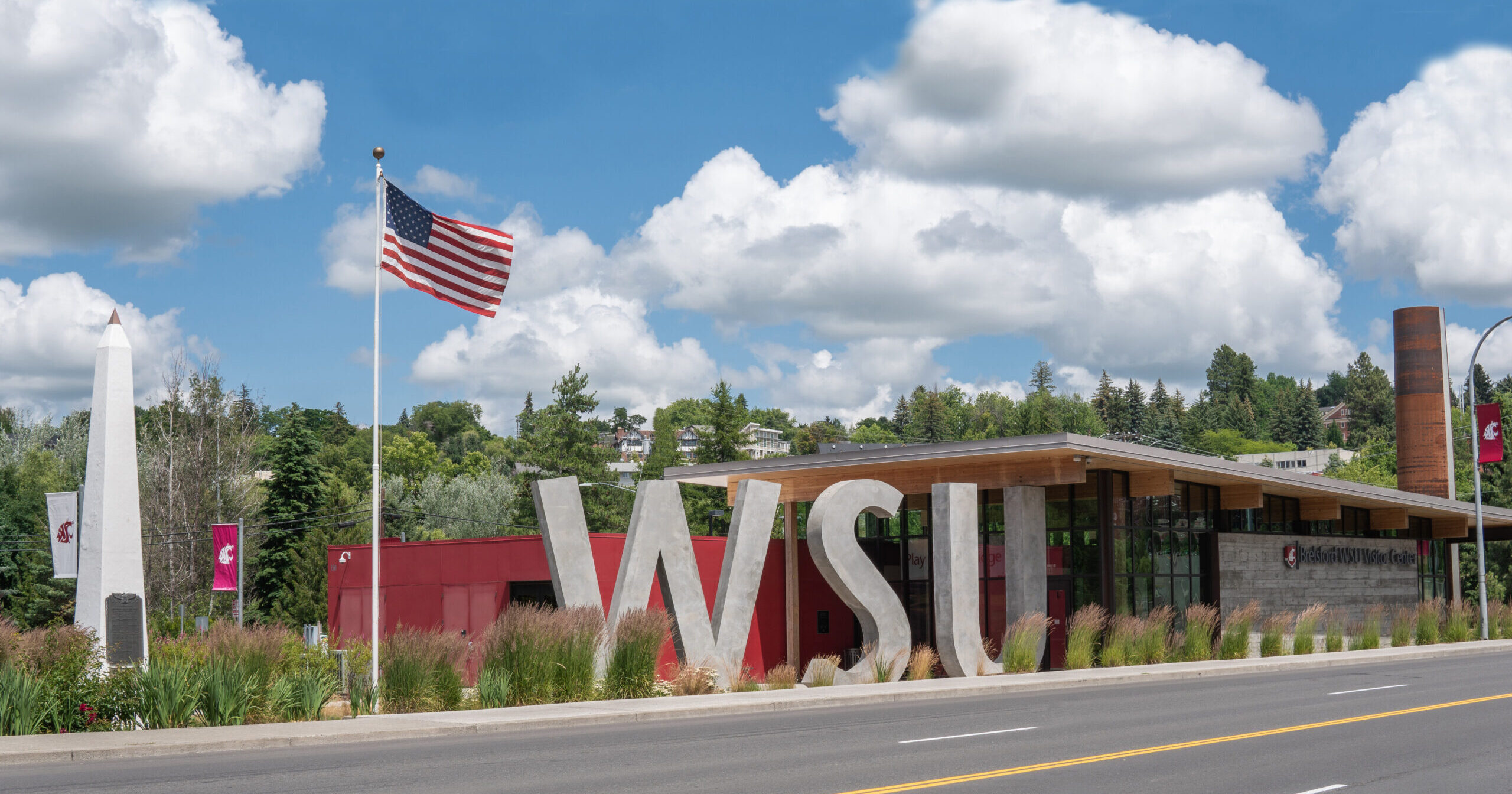An image of the exterior of the Brelsford Washington State University Visitor Center in Pullman, Washington.