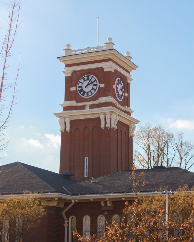 An image of the Bryan Hall Clock Tower at Washington State University Pullman.