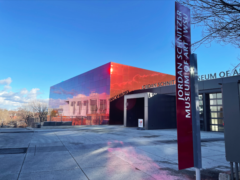 An image of the exterior of the Jordan Schnitzer Museum of Art WSU at Washington State University Pullman.
