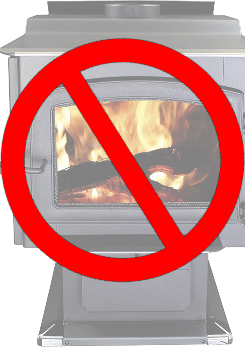 Prohibited wood burning heater