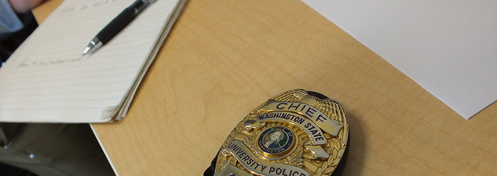 picture of a police badge on a counter