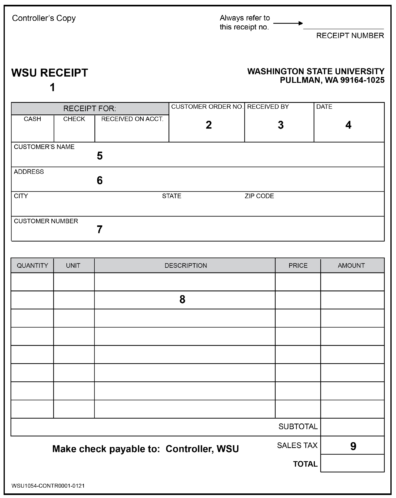 WSU Receipt Form