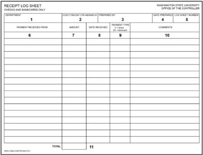 Receipt Log Sheet