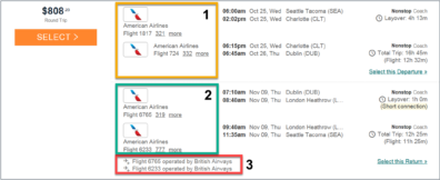 Example of a compliant round trip ticket purchase