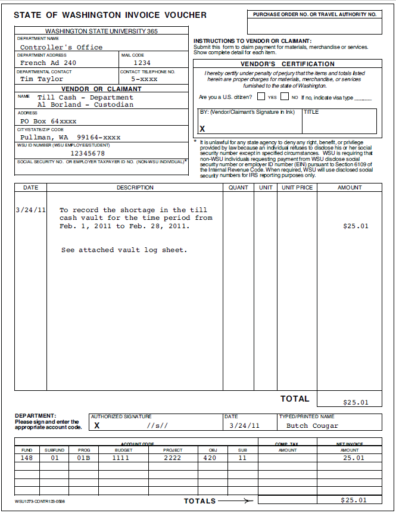 Example of invoice voucher