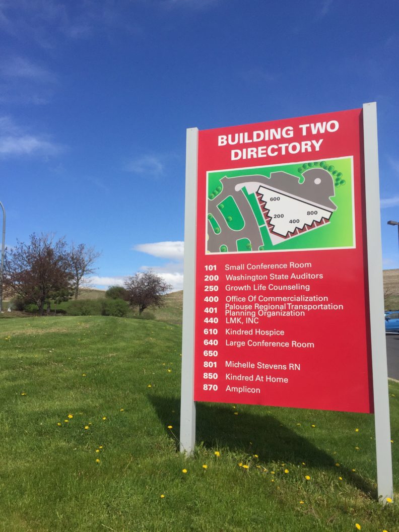 A photo of the directory for building two