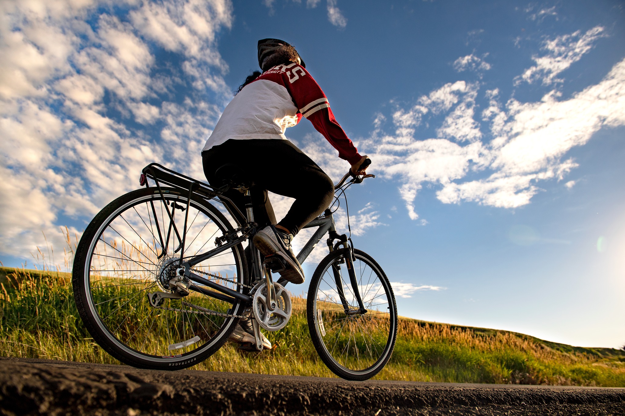 WSU student biking outdoors.