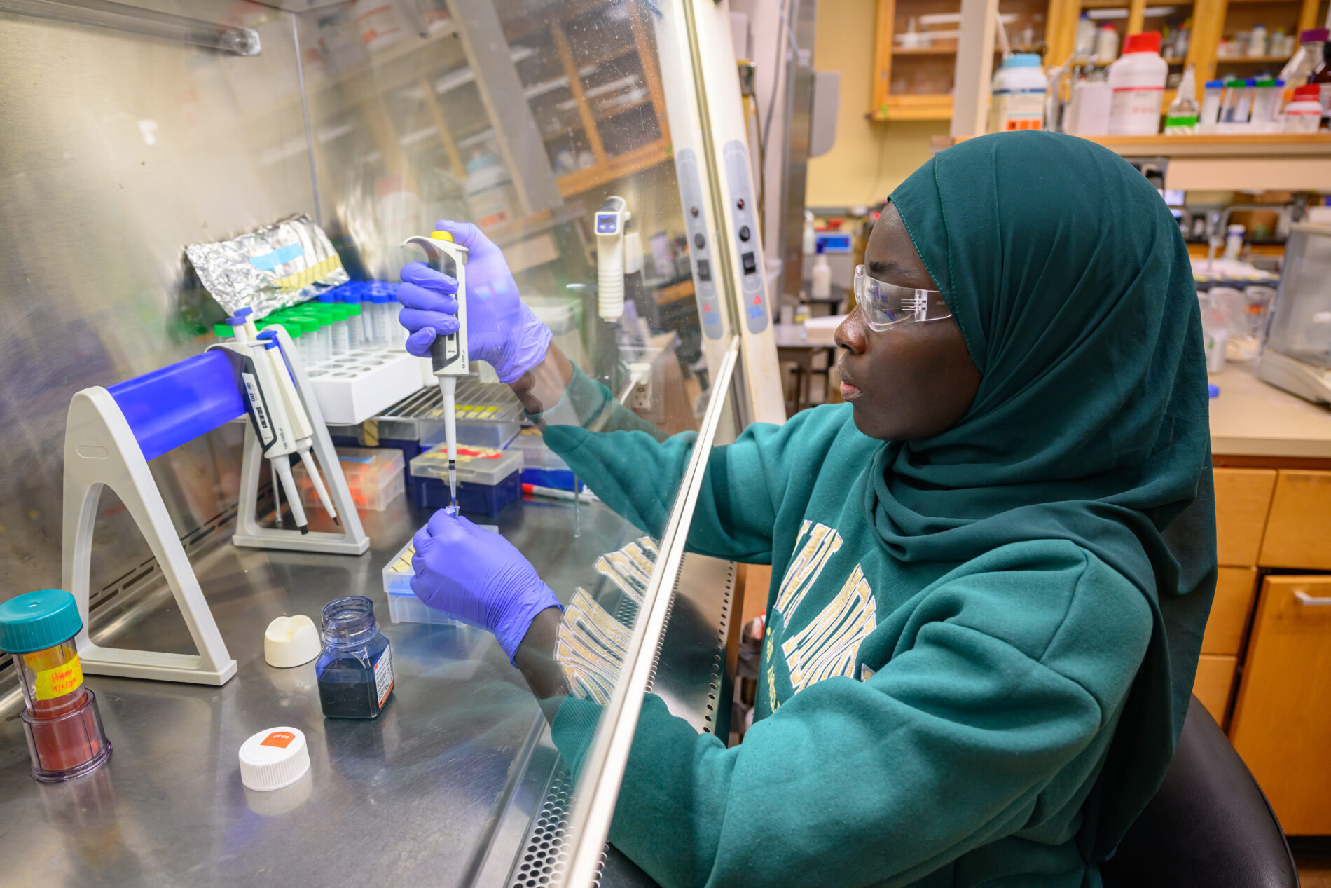 A student works in Wegner Lab on the WSU Pullman campus.