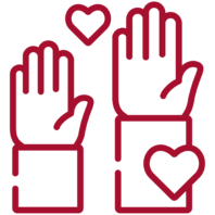 Hands and hearts icon