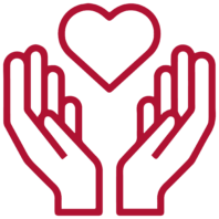 Hands holding heart icon