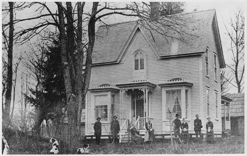 Members of the Bush family at their homestead, “Bush Prairie,” near Tumwater, WA.