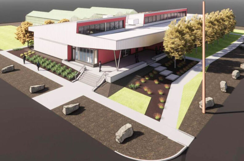 An architect's illustration of the new Plant Growth Facility at Washington State University's Wenatchee Tree Fruit Research and Extension Center. Construction began April 1, 2026, for the state-of-the-art space supporting new experiments by WSU scientists (Flad Architects).