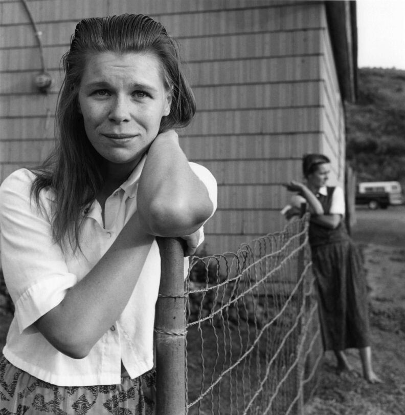 Kristin Capp, Selections from the Hutterites, Janet and Carol Walter Beside Their House, Lamona Colony, Washington, 1994, Jordan Schnitzer Museum of Art WSU Permanent Collection, Gift of Kristin Capp.