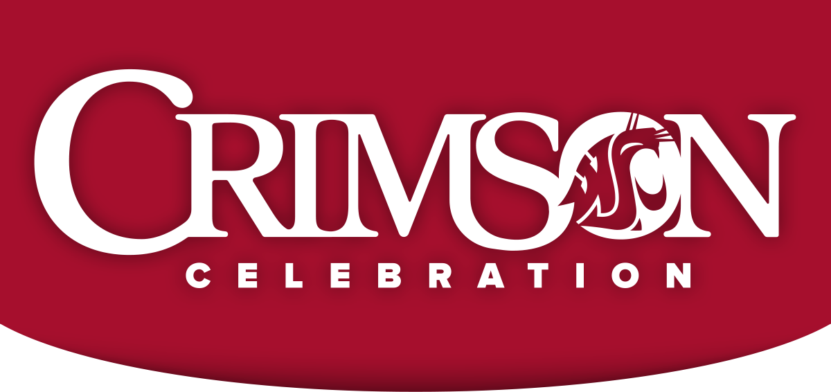 Event banner for the WSU Foundation Crimson Celebration event. The words Crimson Celebration are white overlayed on a crimson background, with the WSU Cougar Head logo within the "O"