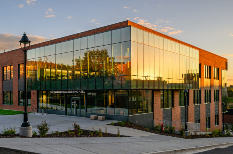 Exterior photo of Schweitzer Engineering Hall