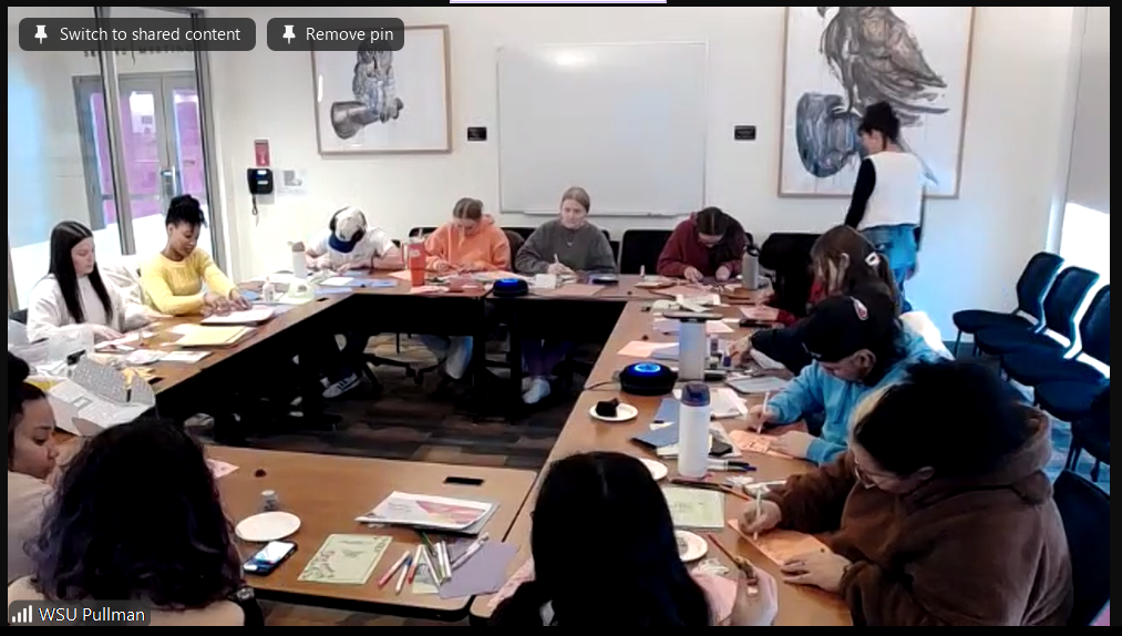 Pullman students gathered on campus creating cards.