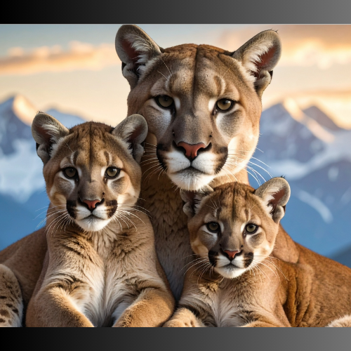 Illustration of Cougar and cubs