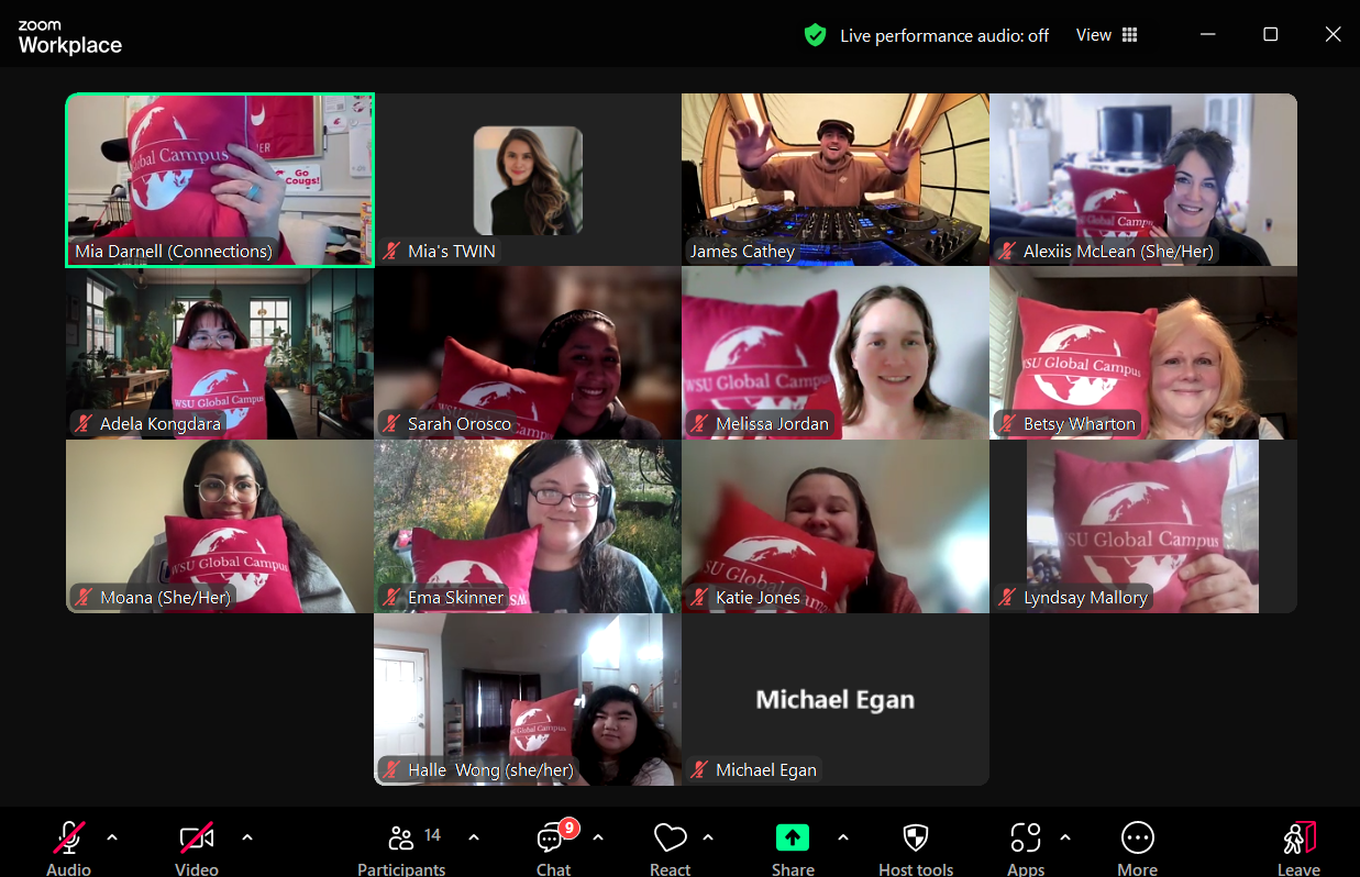 WSU Global Campus community members connecting during an online Zoom event hosted by Global Connections.