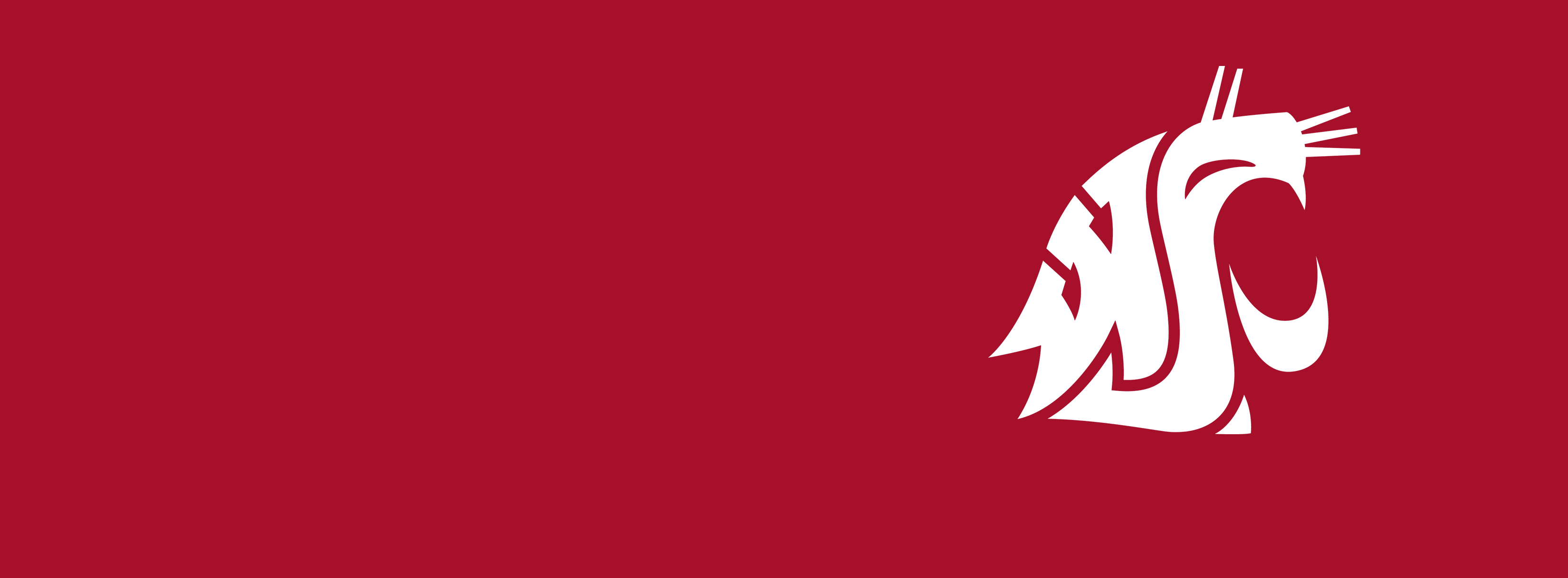 White WSU cougar head logo on crimson background