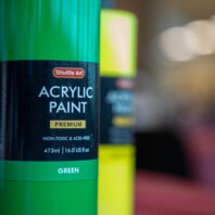 Untold Stories Event green acrylic paint