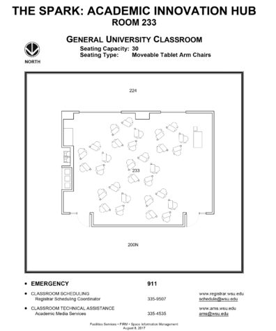 Room 233 - Classroom layout floor plan