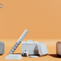 Screenshot: The design elements for the replica of Thor's hammer.