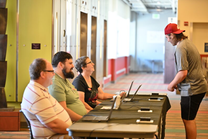Student at a help desk