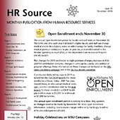 Cover page of the HRS newsletter with the title HR Source.