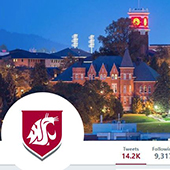 Screenshot of the HRS Twitter page featuring a campus night scene banner image and the WSU logo.
