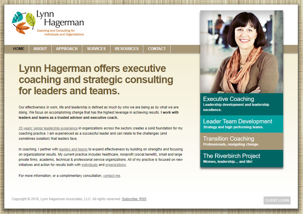 Screenshot of the Lynn Hagerman Associates website homepage.