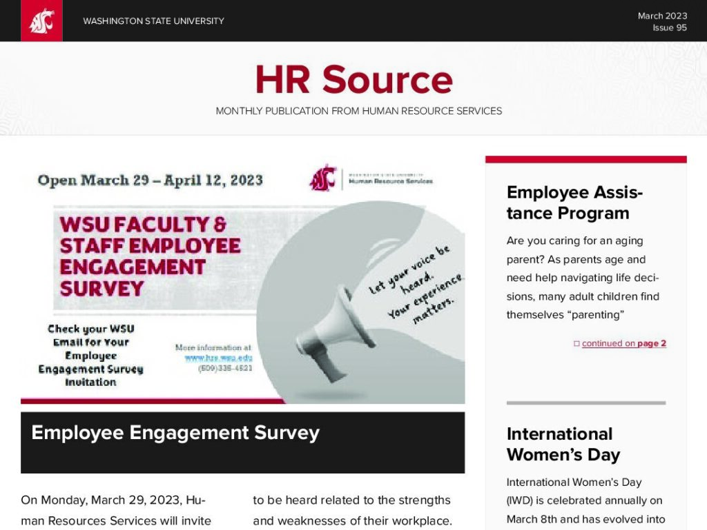 Detail of the March 2023 HR Source newsletter.