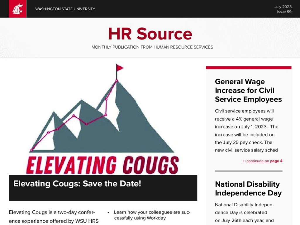 Cover detail of the July 2023 HR Source newsletter.