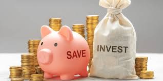 Piggy bank, coins and money bag
