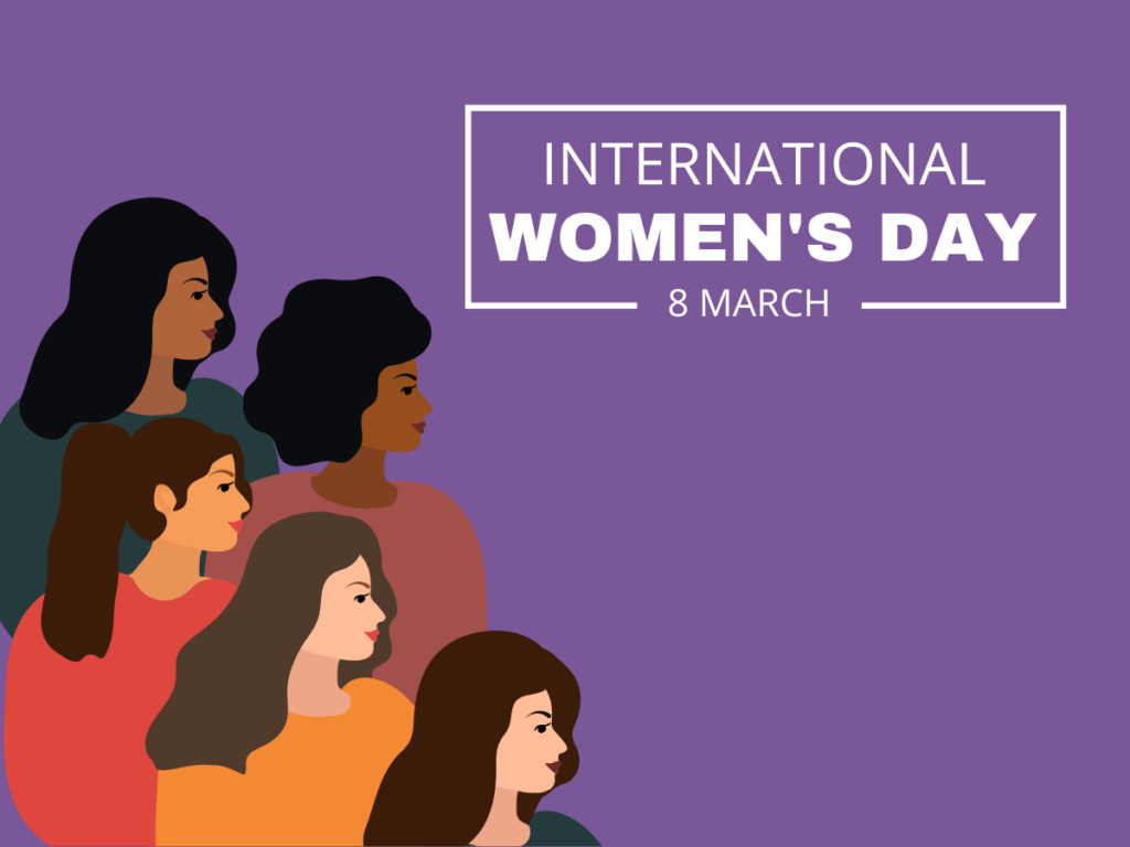 A decorative image reading "International Women's Day: 8 March"