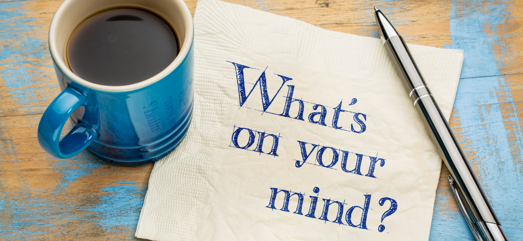 Image with a note that says "What's on your mind?