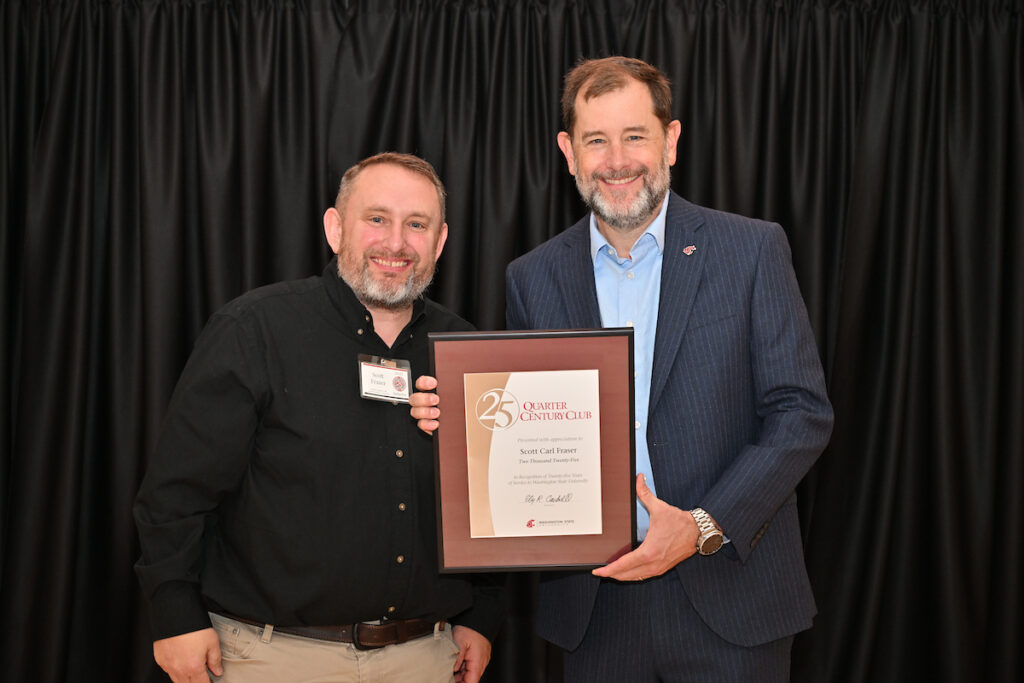 Scott Frasure and Provost Riley-Tillman at the 92nd Annual Quarter Century Club Celebration.
